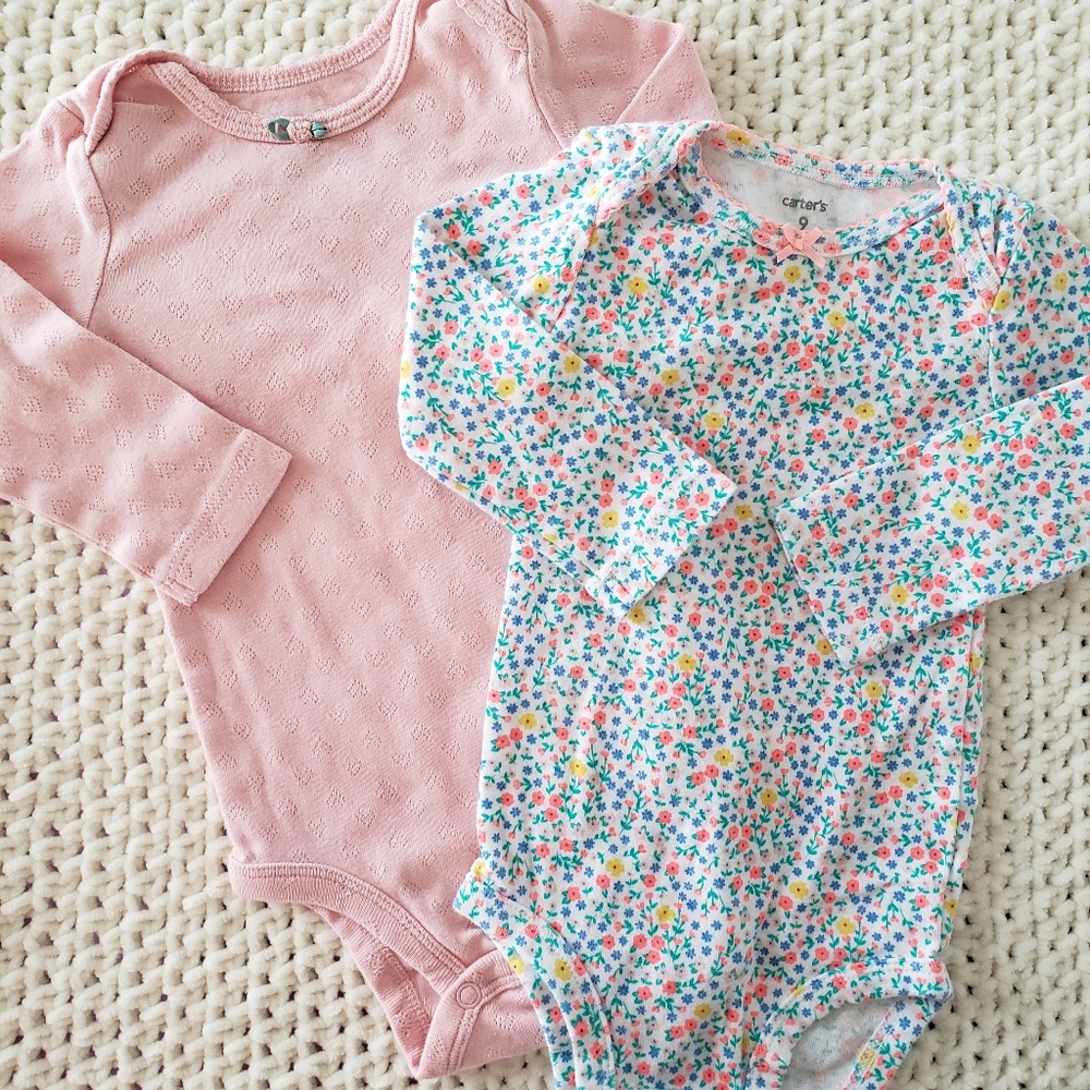 Set of 2 baby girl long sleeve onesies 9M